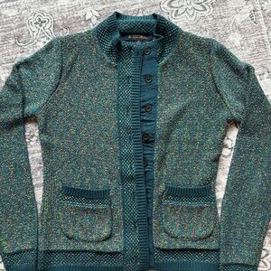 Brooks brothers green metallic cardigan